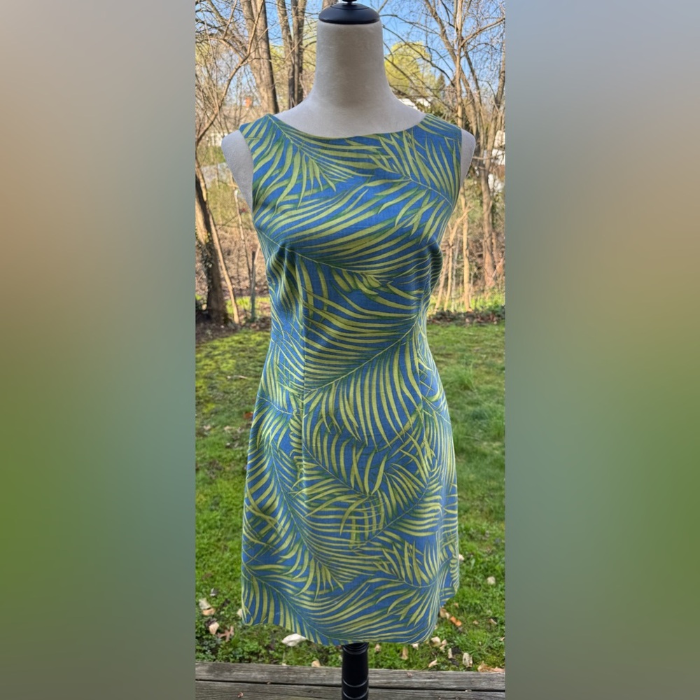 J.McLaughlin Women’s Floral Sheath Dress Vibrant Tropical Green/Blue Size 2 VTG